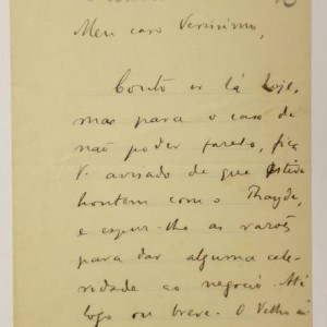Uma das 11 cartas de Machado de Assis para José Veríssimo - Marcelo Carnaval / Agência O Globo
